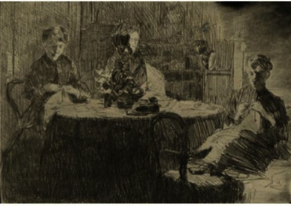Wikioo.org – L'Enciclopedia delle Belle Arti - Pittura, Opere di Julian Alden Weir - intorno al tavolo