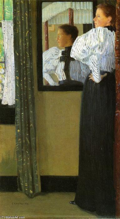 WikiOO.org - Encyclopedia of Fine Arts - Maleri, Artwork Julian Alden Weir - Face Reflected in a Mirror