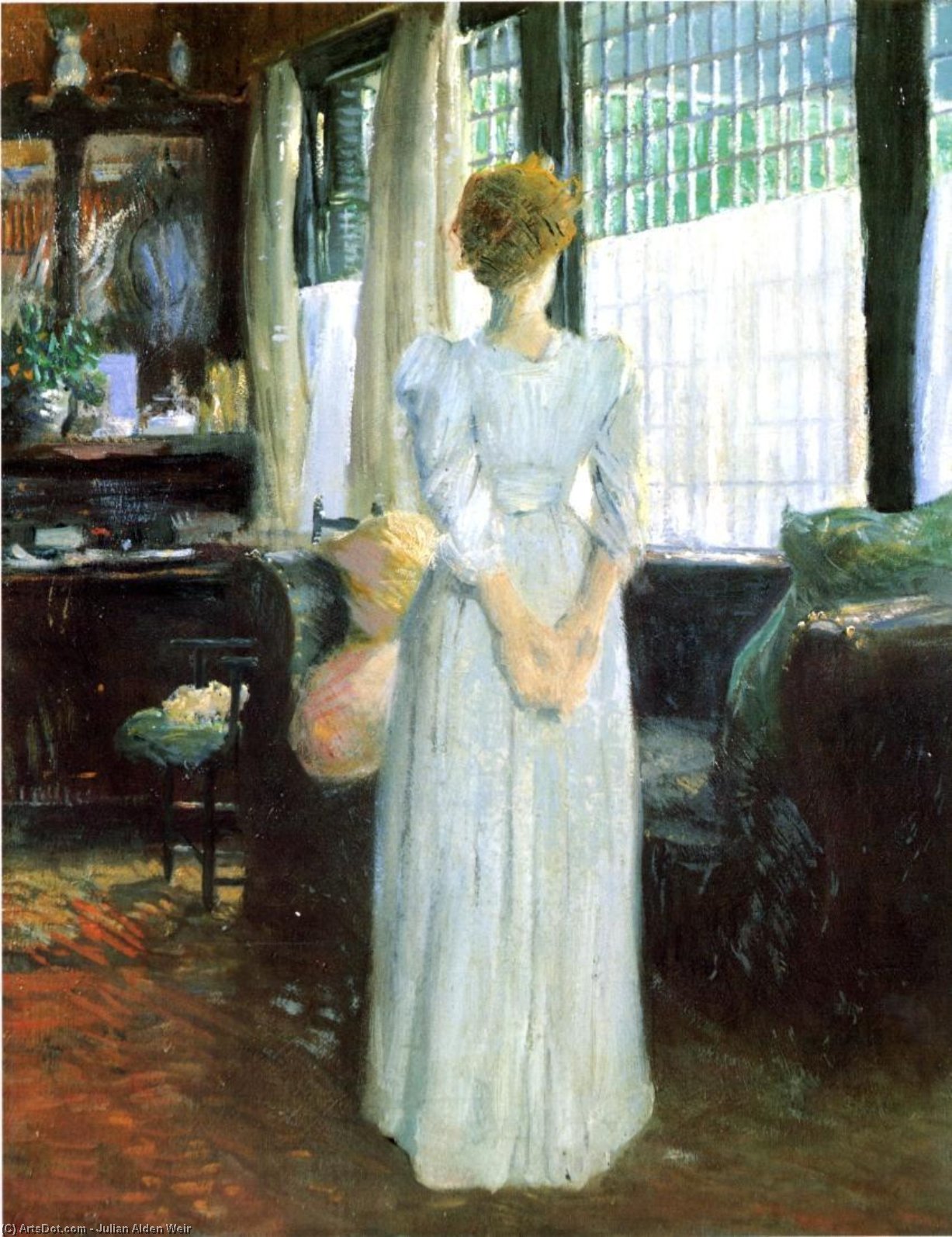 Wikioo.org - The Encyclopedia of Fine Arts - Painting, Artwork by Julian Alden Weir - In the Livingroom
