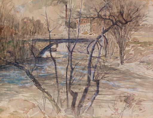 WikiOO.org - Encyclopedia of Fine Arts - Malba, Artwork Julian Alden Weir - Mills Along the River