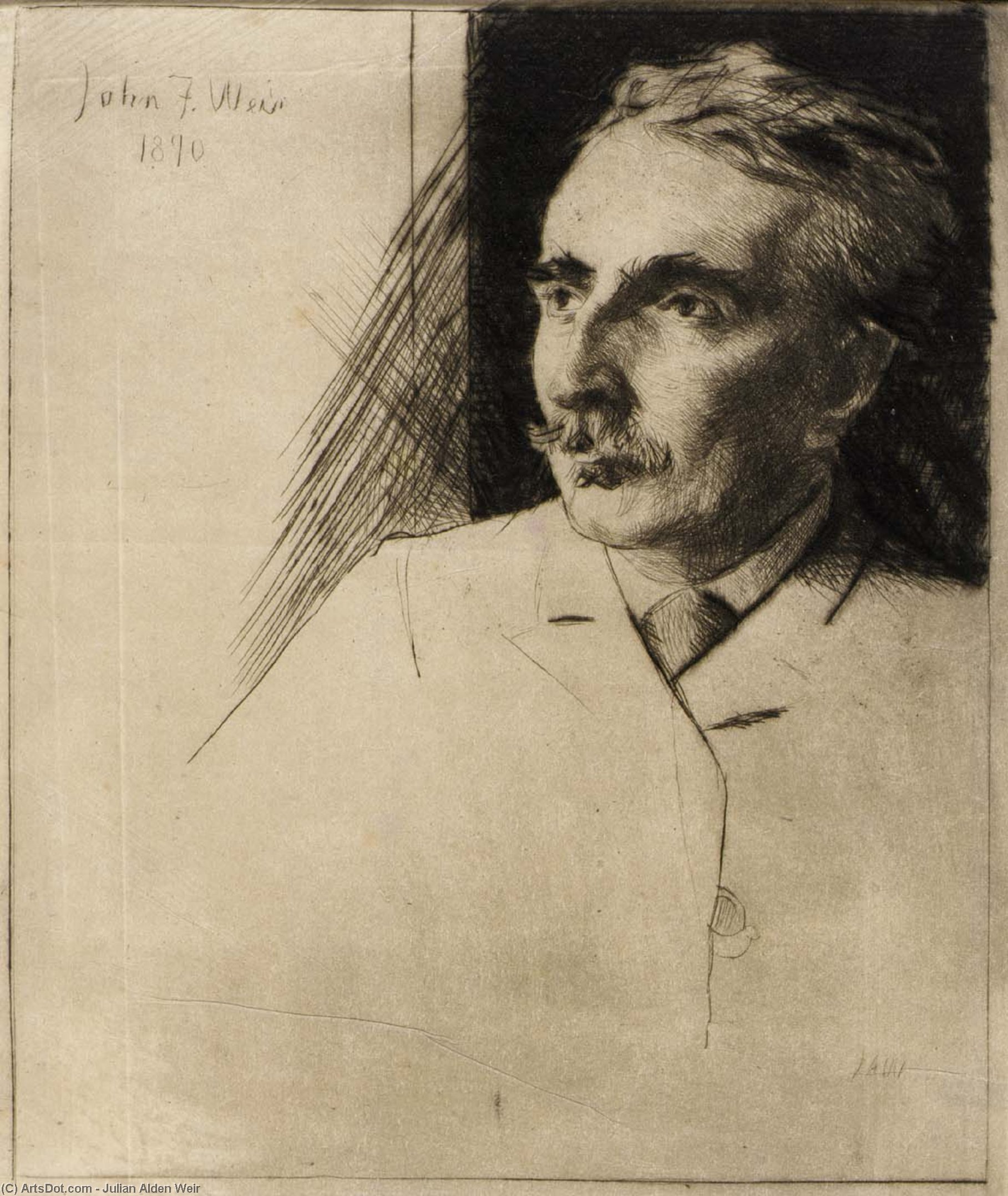 Wikioo.org - The Encyclopedia of Fine Arts - Painting, Artwork by Julian Alden Weir - Portrait of John F. Weir 1