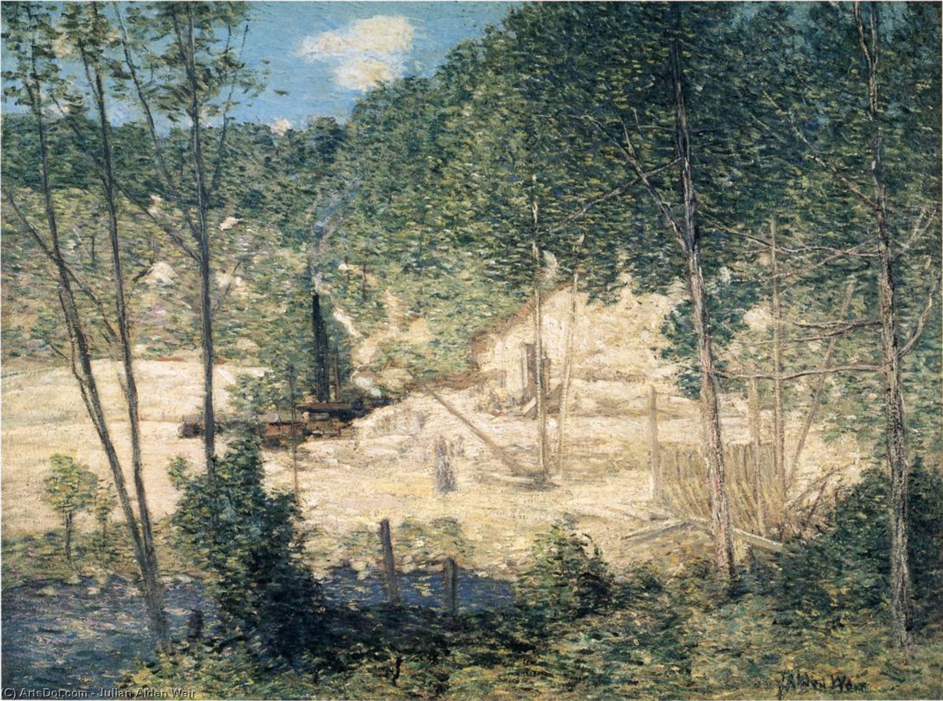 Wikioo.org - The Encyclopedia of Fine Arts - Painting, Artwork by Julian Alden Weir - The Building of the Dam