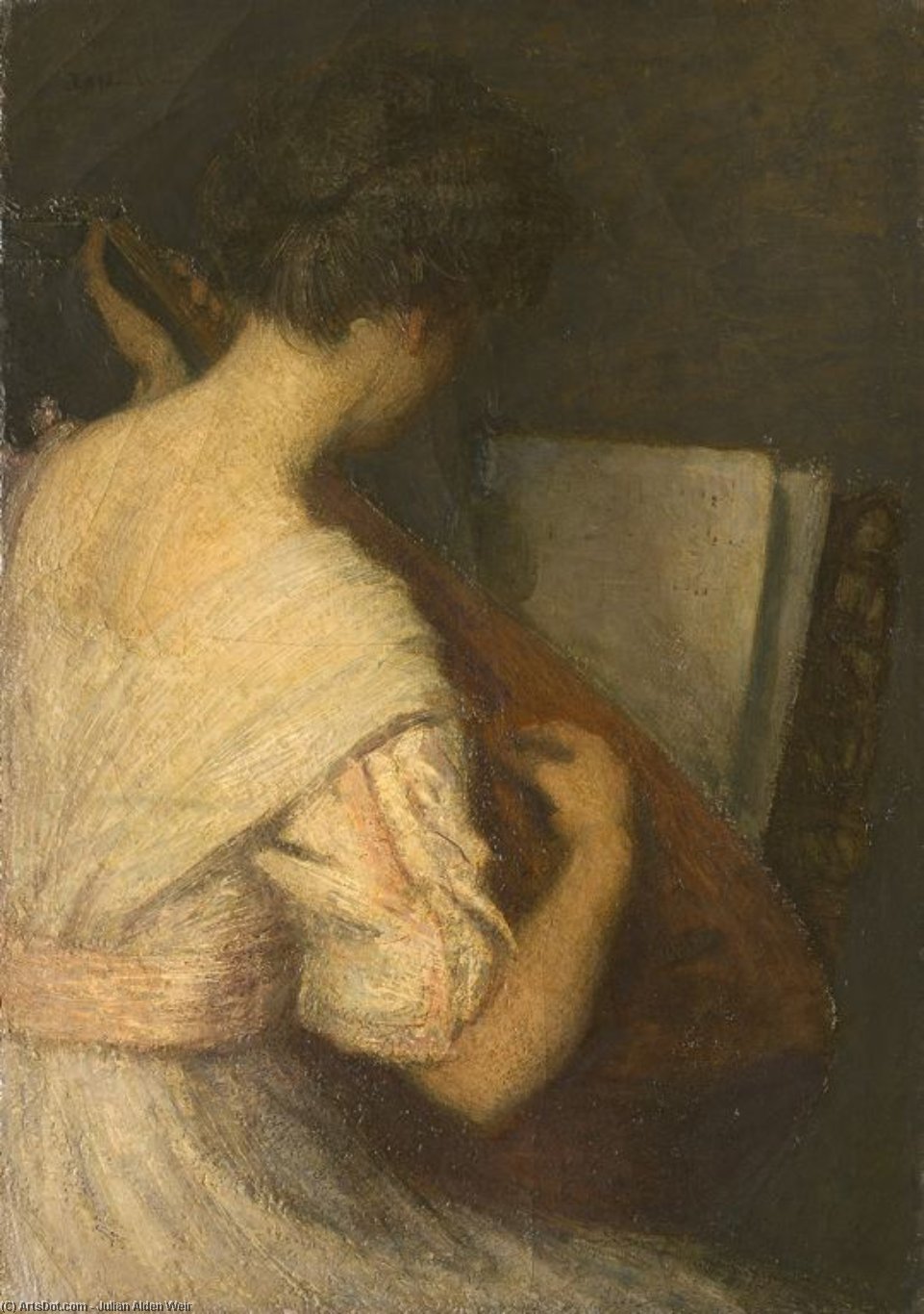 Wikioo.org - The Encyclopedia of Fine Arts - Painting, Artwork by Julian Alden Weir - The Lute Player