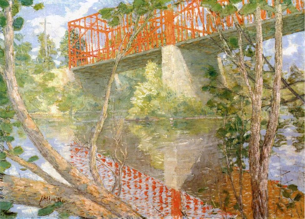 WikiOO.org - Encyclopedia of Fine Arts - Maalaus, taideteos Julian Alden Weir - The red bridge