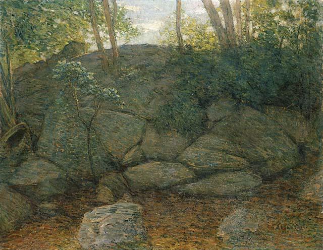 Wikioo.org - The Encyclopedia of Fine Arts - Painting, Artwork by Julian Alden Weir - Woodland Rocks
