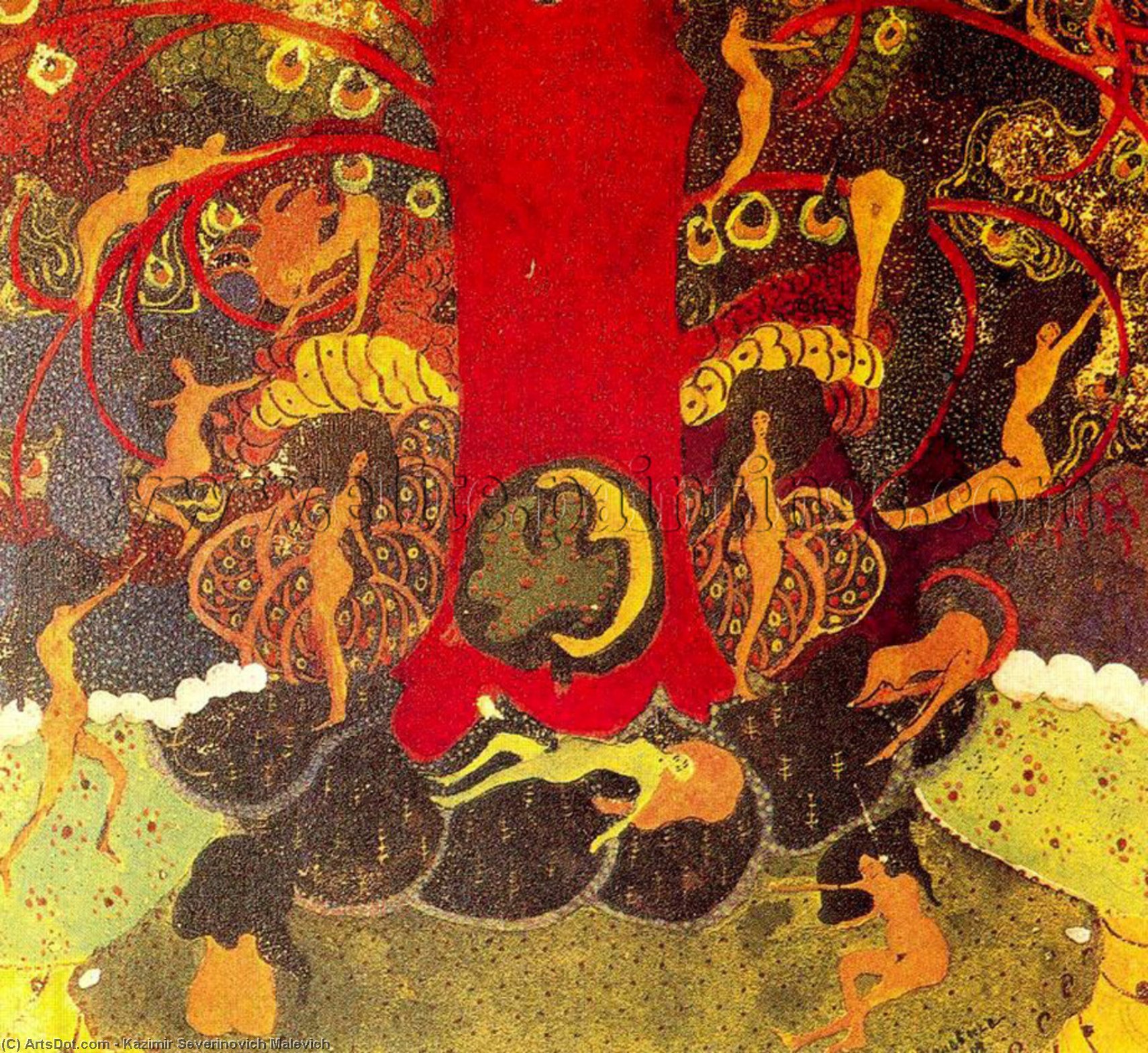 WikiOO.org - Encyclopedia of Fine Arts - Maľba, Artwork Kazimir Severinovich Malevich - Encina y driadas
