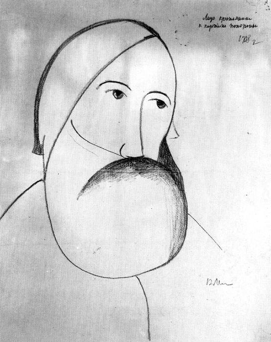WikiOO.org - Енциклопедия за изящни изкуства - Живопис, Произведения на изкуството Kazimir Severinovich Malevich - Face of a Peasant