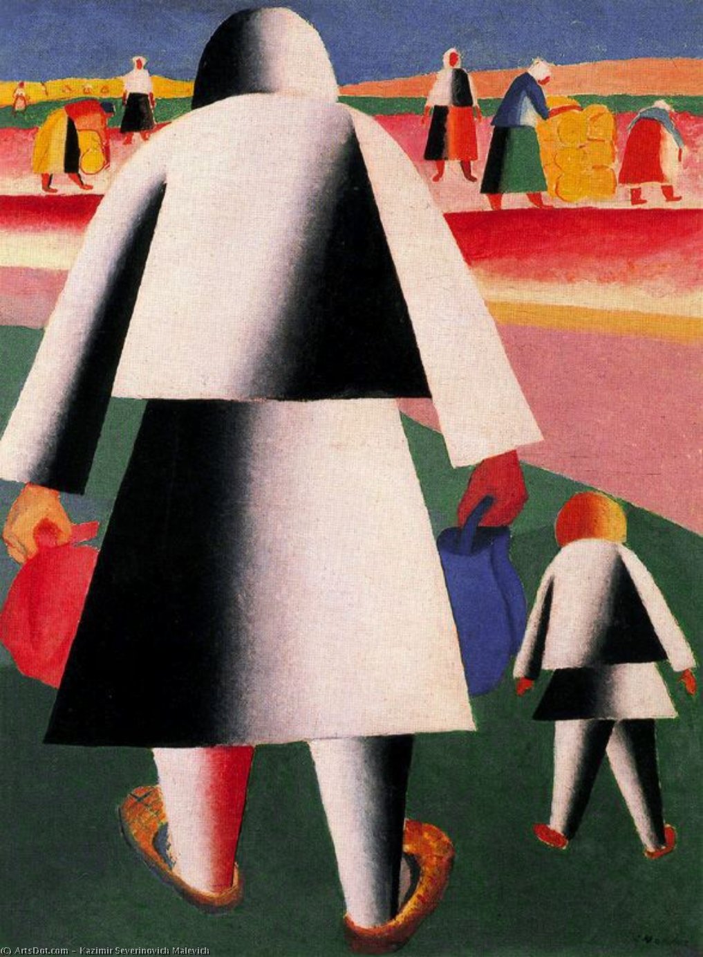 Wikioo.org - The Encyclopedia of Fine Arts - Painting, Artwork by Kazimir Severinovich Malevich - Going to the Harvest. Marfa and Vanka