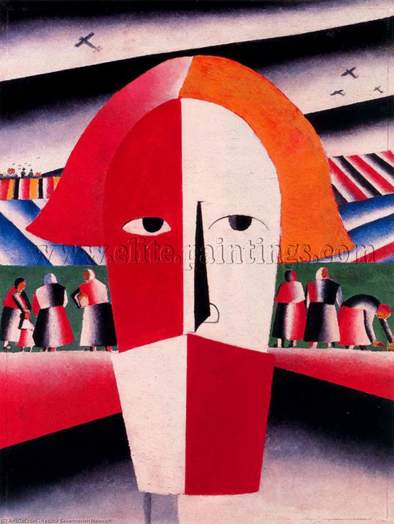 WikiOO.org - Enciclopédia das Belas Artes - Pintura, Arte por Kazimir Severinovich Malevich - Head of a Peasant