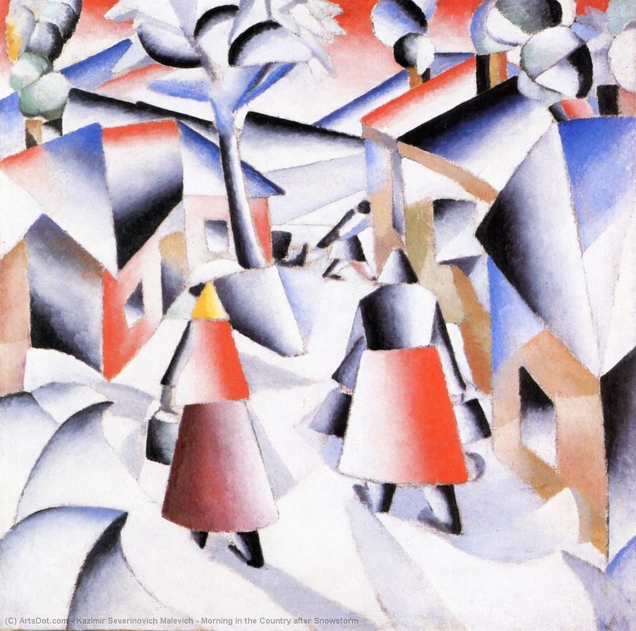 WikiOO.org - Encyclopedia of Fine Arts - Malba, Artwork Kazimir Severinovich Malevich - Morning in the Country after Snowstorm
