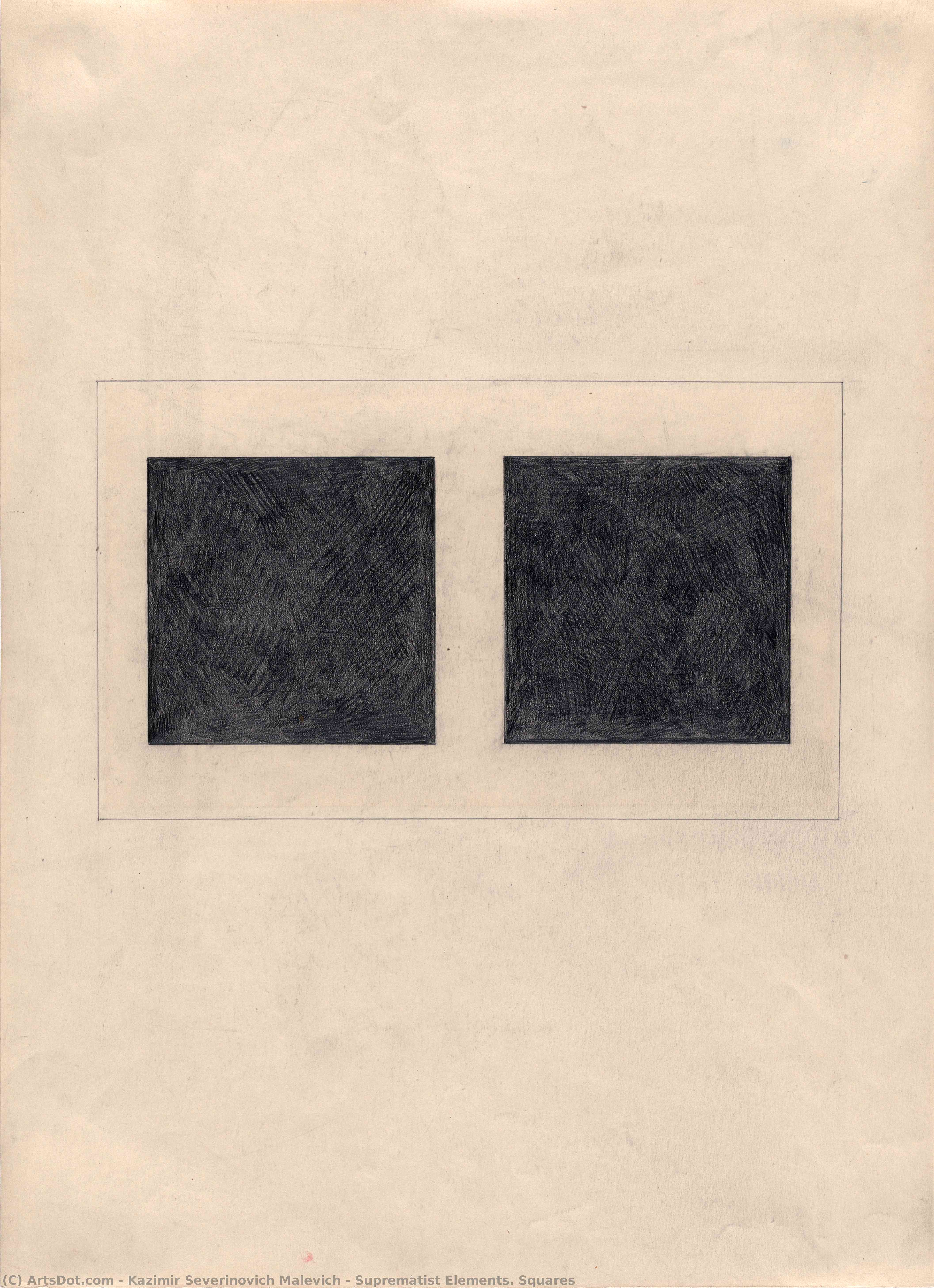 WikiOO.org - دایره المعارف هنرهای زیبا - نقاشی، آثار هنری Kazimir Severinovich Malevich - Suprematist Elements. Squares