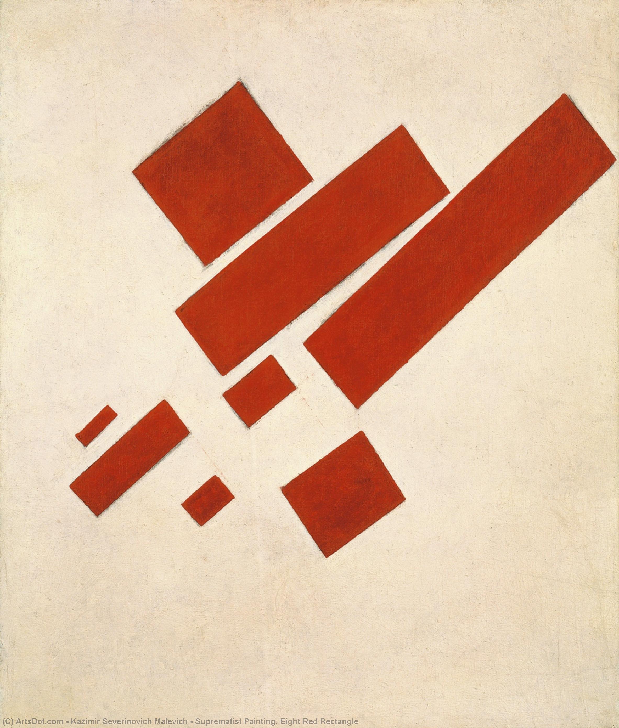 Wikioo.org - The Encyclopedia of Fine Arts - Painting, Artwork by Kazimir Severinovich Malevich - Suprematist Painting. Eight Red Rectangle