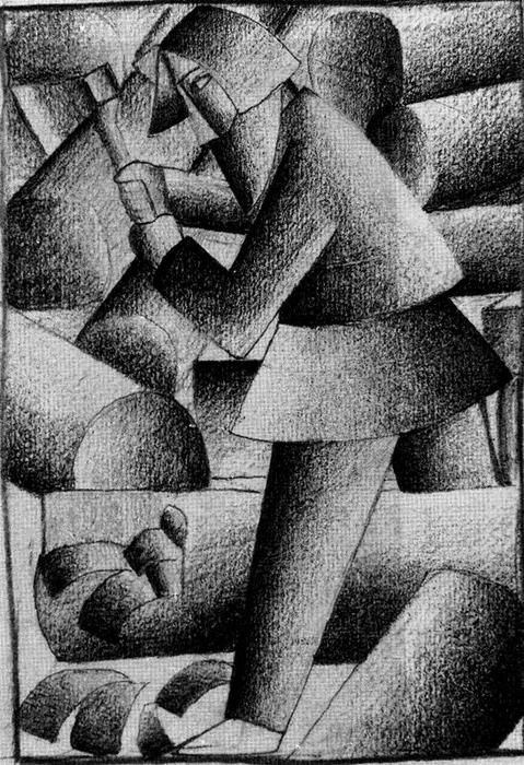 Wikioo.org - The Encyclopedia of Fine Arts - Painting, Artwork by Kazimir Severinovich Malevich - The Woodcutter 1