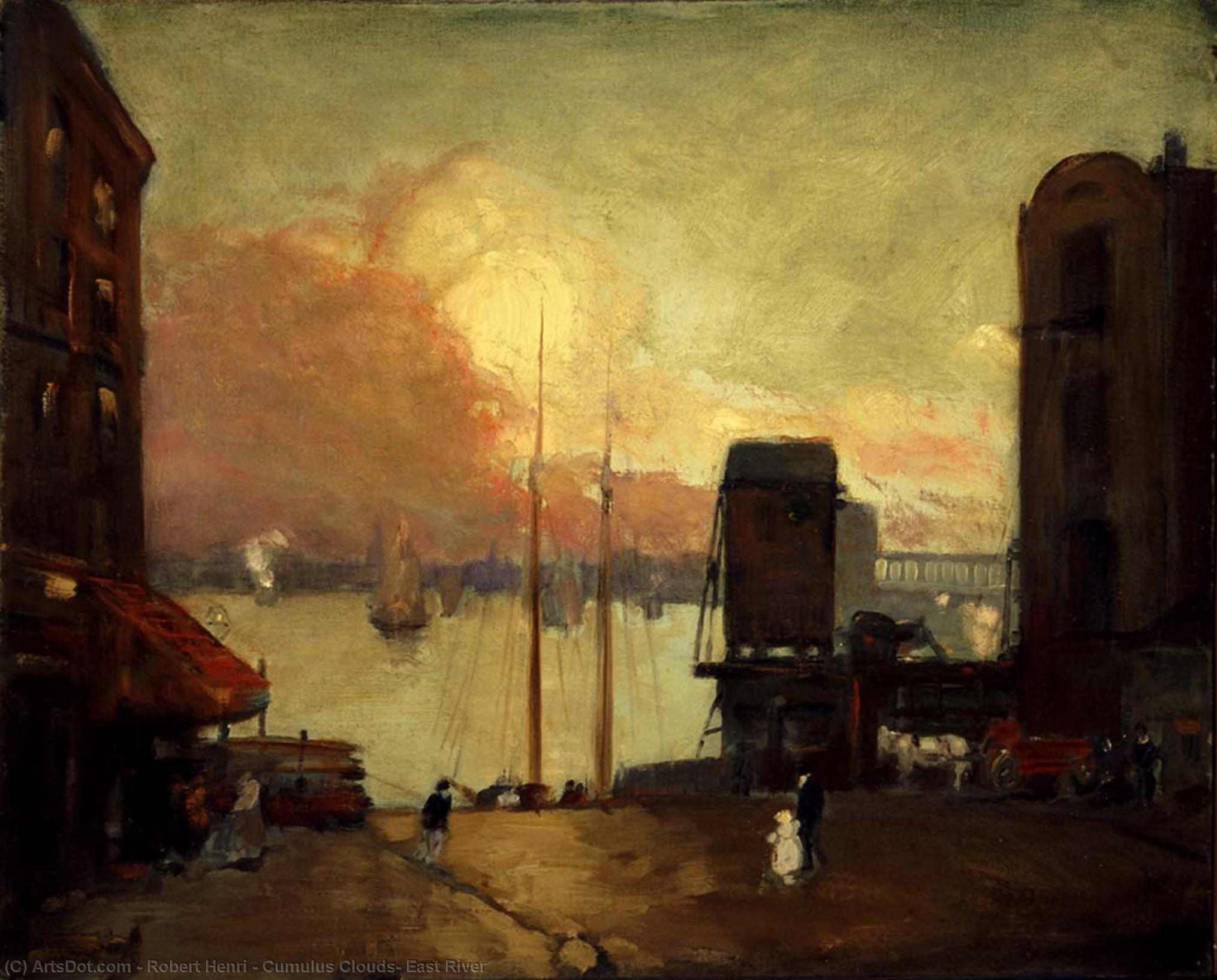 Wikioo.org - The Encyclopedia of Fine Arts - Painting, Artwork by Robert Henri - Cumulus Clouds, East River