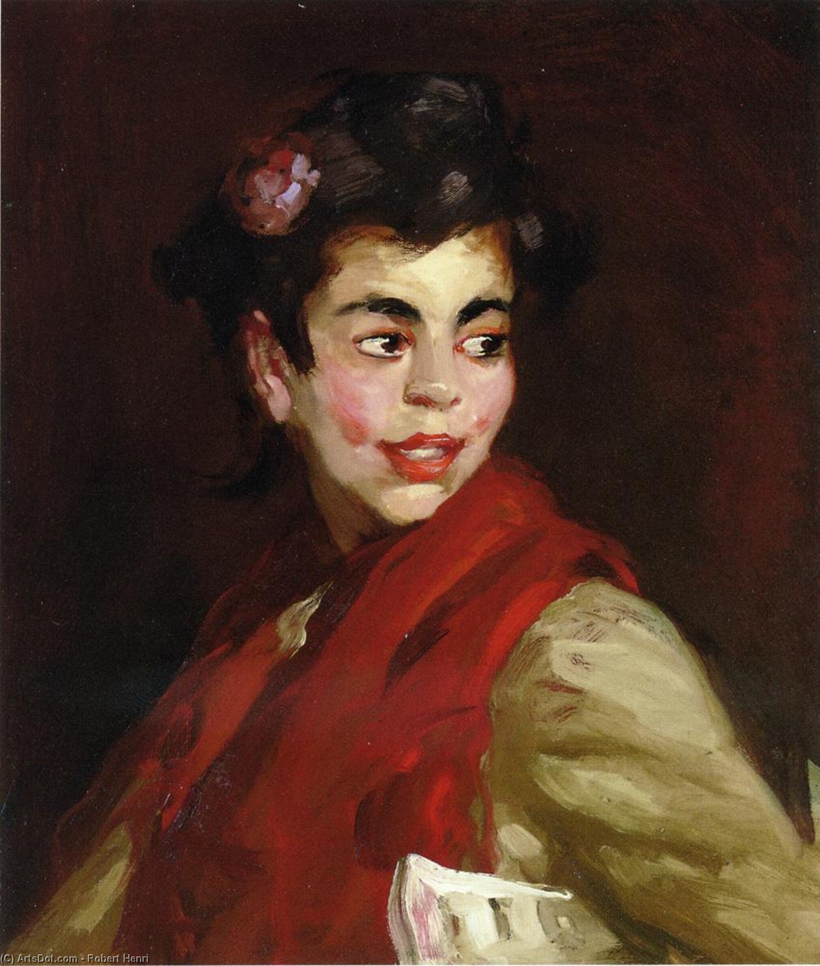 WikiOO.org - Encyclopedia of Fine Arts - Målning, konstverk Robert Henri - Newsgirl, Madrid, Spain
