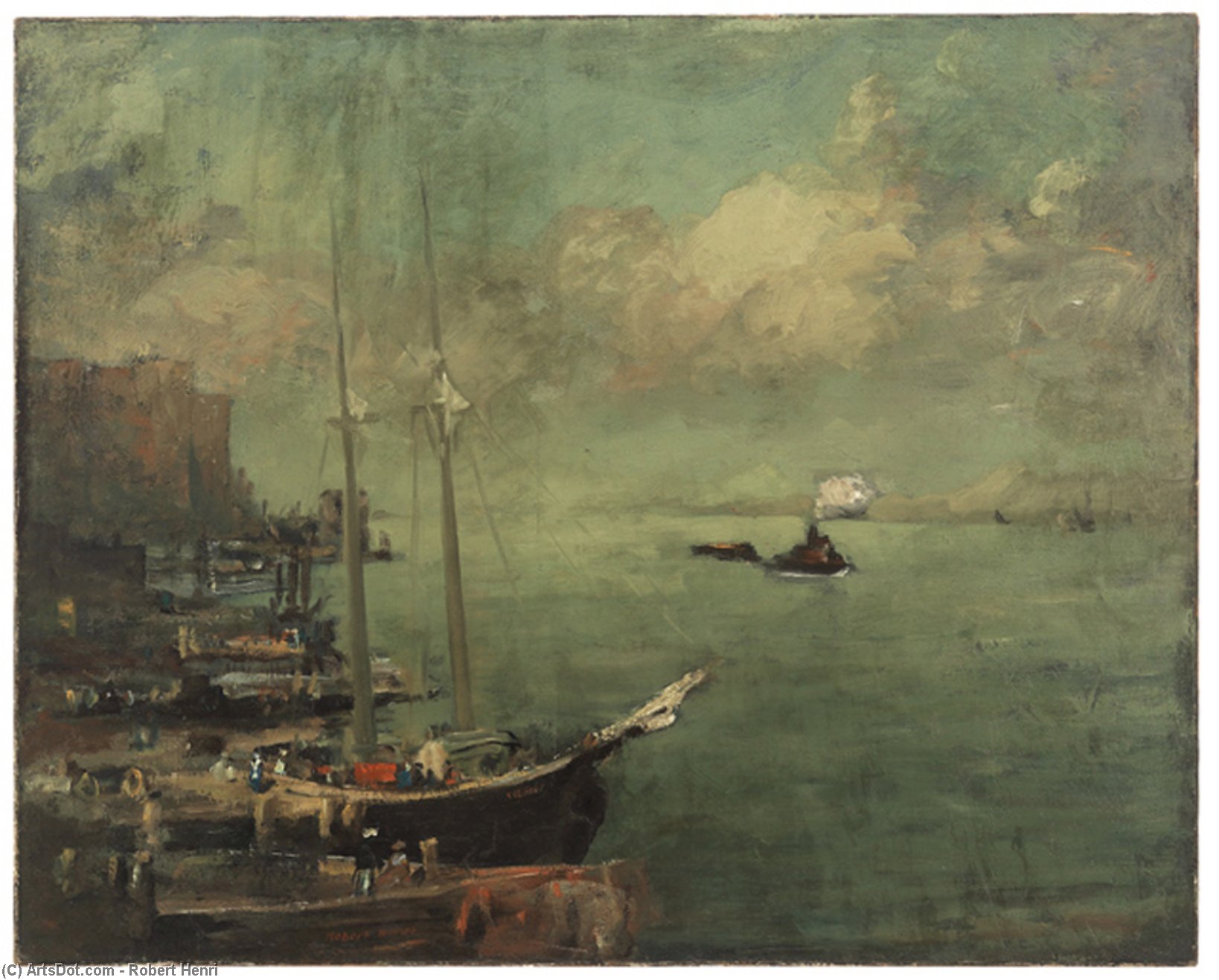 WikiOO.org - Encyclopedia of Fine Arts - Schilderen, Artwork Robert Henri - On the East River