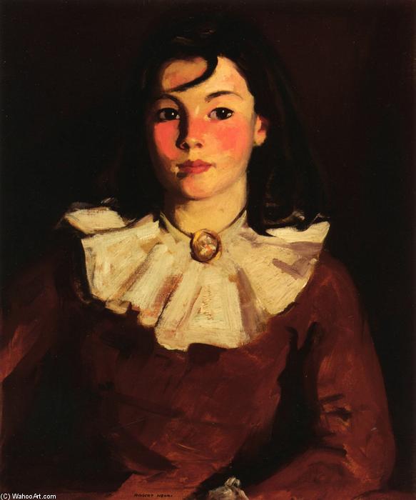 WikiOO.org – 美術百科全書 - 繪畫，作品 Robert Henri - 肖像脐橙 在  一个  红  礼服