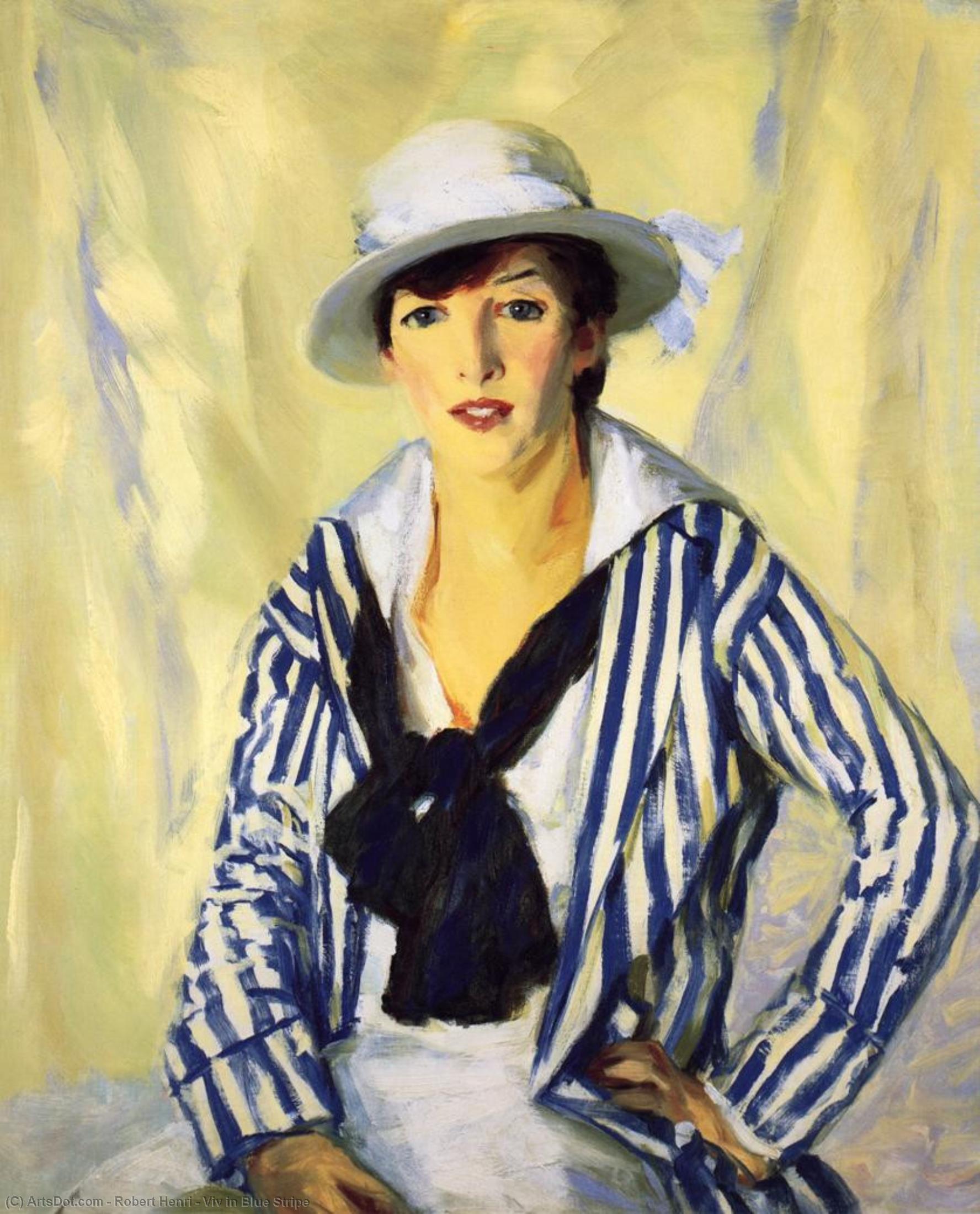 WikiOO.org - Encyclopedia of Fine Arts - Lukisan, Artwork Robert Henri - Viv in Blue Stripe