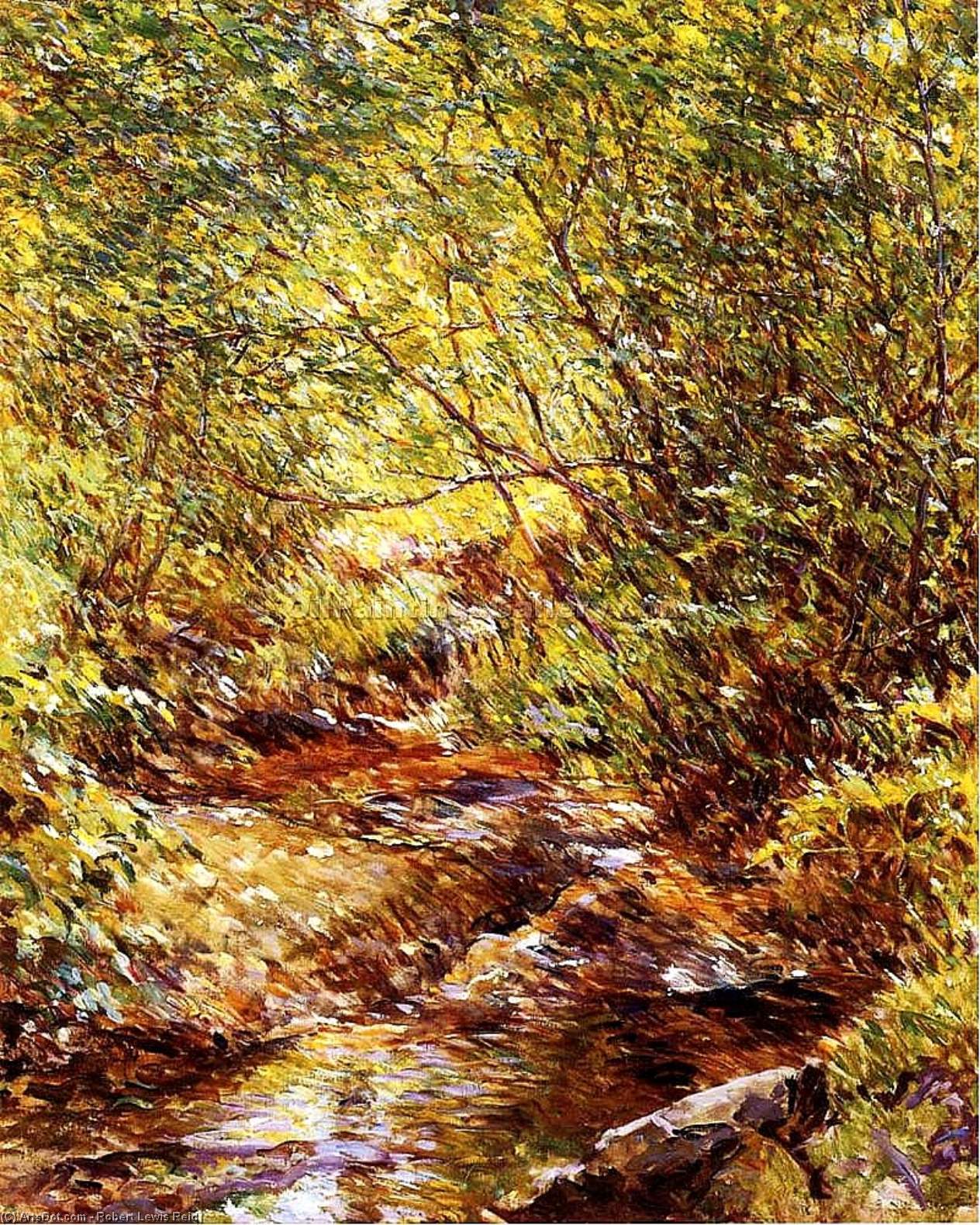 WikiOO.org - Εγκυκλοπαίδεια Καλών Τεχνών - Ζωγραφική, έργα τέχνης Robert Lewis Reid - A Woodland Stream
