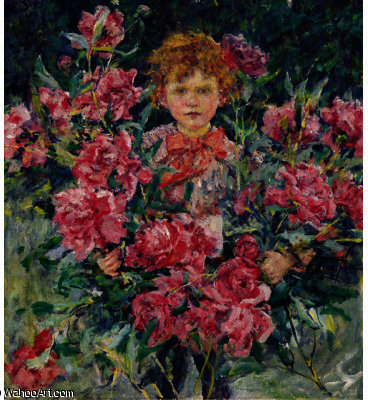 Wikioo.org - The Encyclopedia of Fine Arts - Painting, Artwork by Robert Lewis Reid - Boy With Red Peonies