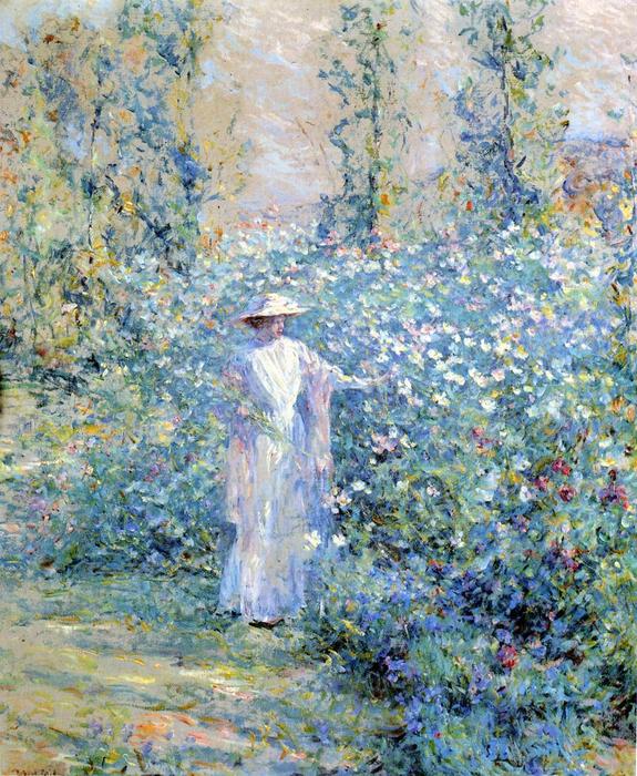 Wikioo.org - The Encyclopedia of Fine Arts - Painting, Artwork by Robert Lewis Reid - In the Flower Garden