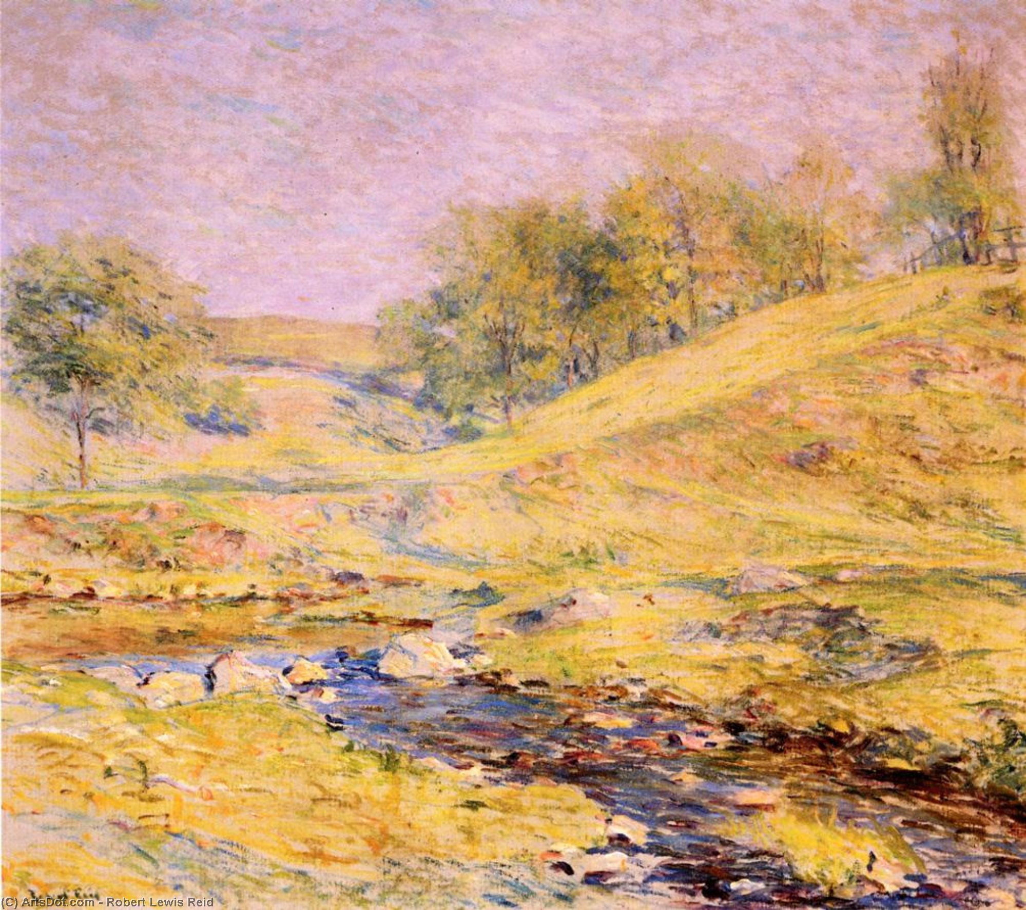 Wikioo.org – La Enciclopedia de las Bellas Artes - Pintura, Obras de arte de Robert Lewis Reid - paisaje con arroyo