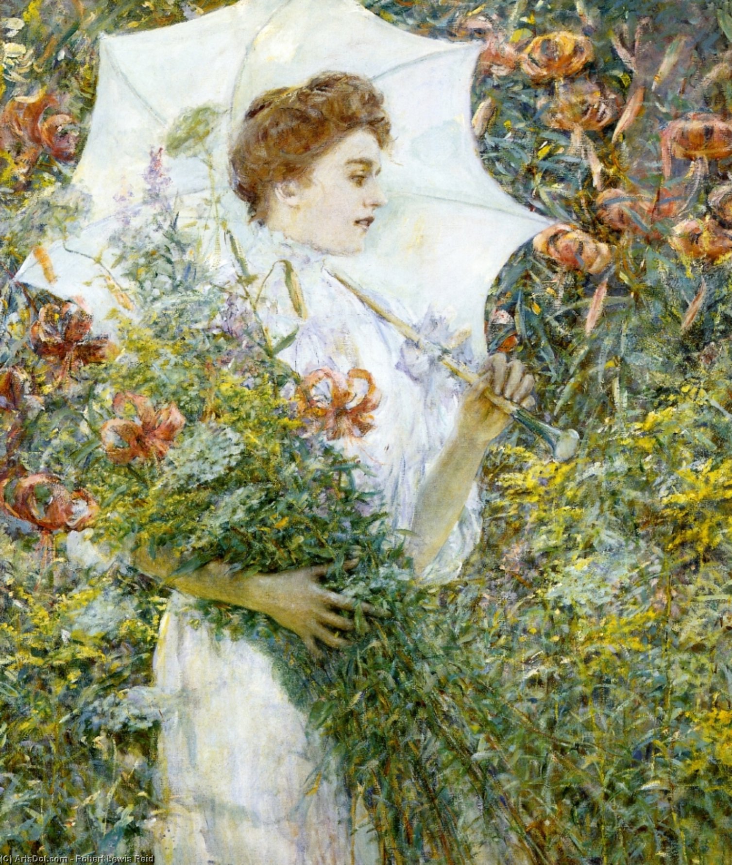 Wikioo.org - The Encyclopedia of Fine Arts - Painting, Artwork by Robert Lewis Reid - The White Parasol