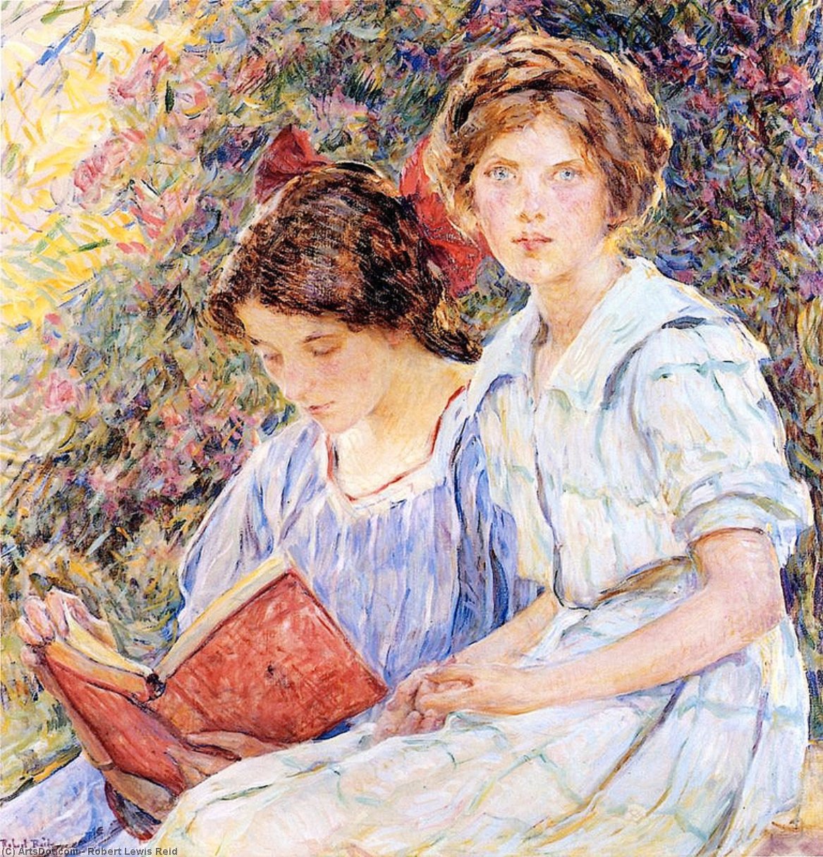Wikioo.org - The Encyclopedia of Fine Arts - Painting, Artwork by Robert Lewis Reid - Two Women Reading
