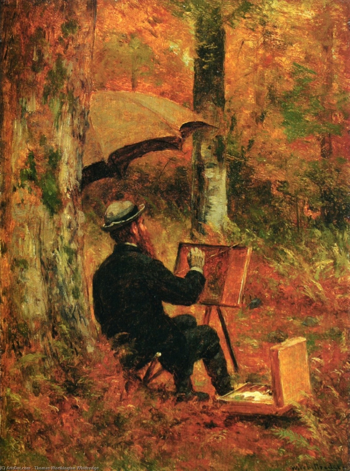 Wikioo.org - The Encyclopedia of Fine Arts - Painting, Artwork by Thomas Worthington Whittredge - An Artist At His Easel