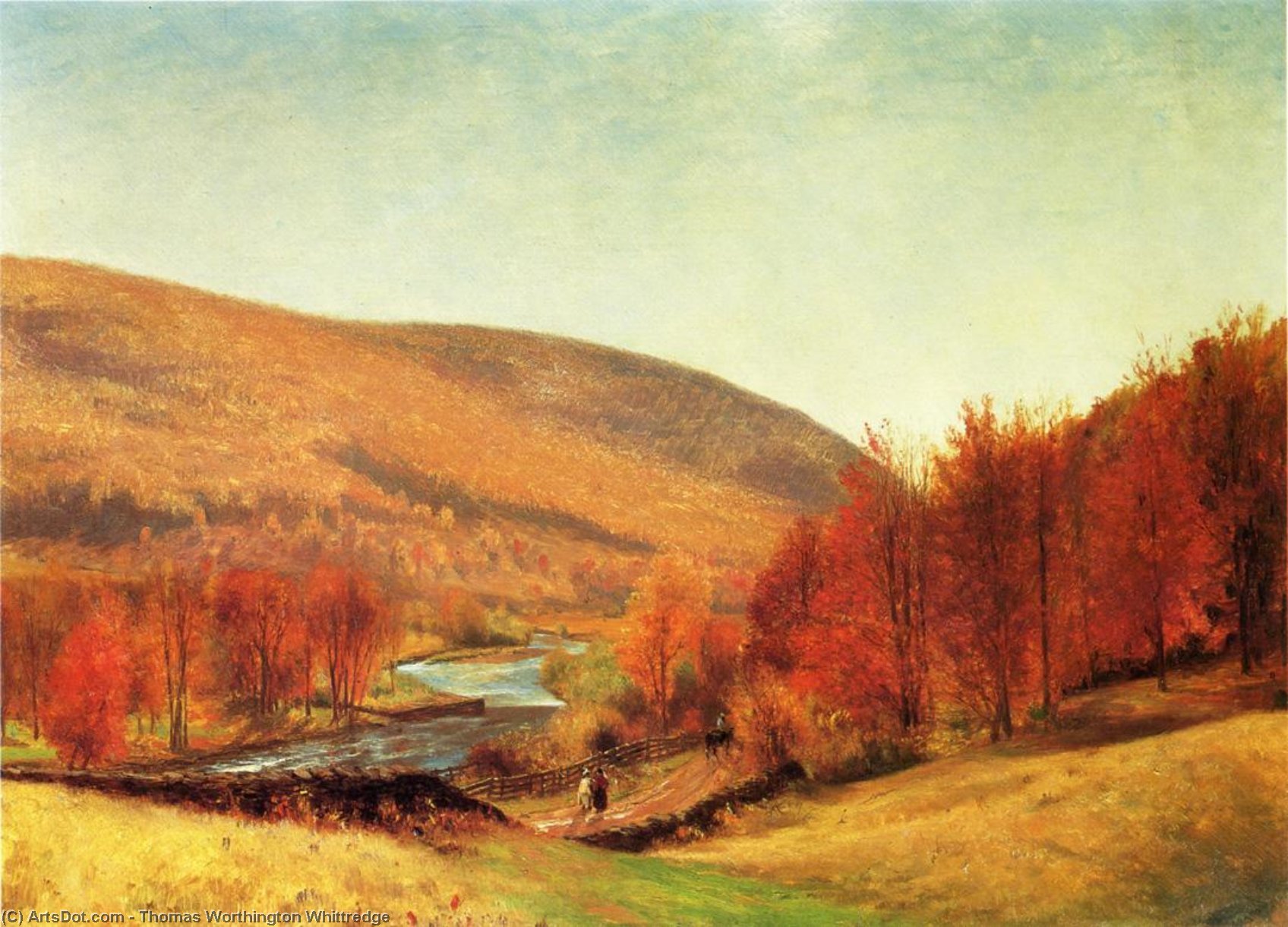 Wikioo.org - The Encyclopedia of Fine Arts - Painting, Artwork by Thomas Worthington Whittredge - Autumn Landscape, Vermont