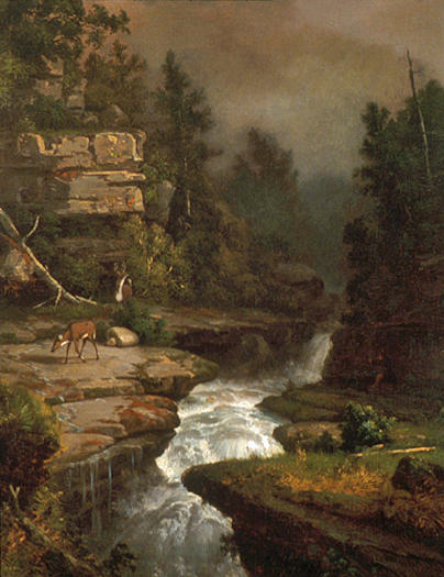 Wikioo.org - The Encyclopedia of Fine Arts - Painting, Artwork by Thomas Worthington Whittredge - Deer by a Waterfall