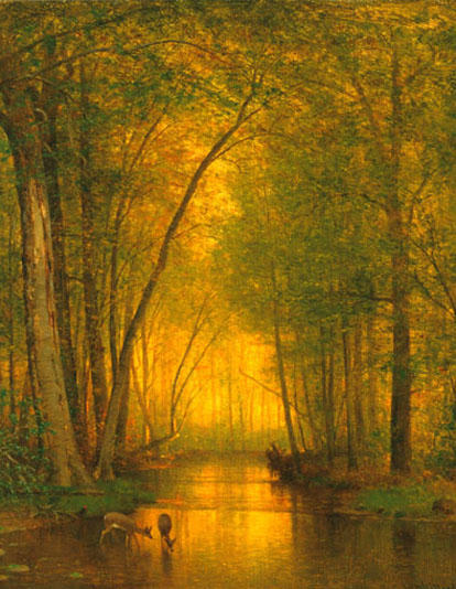Wikioo.org - The Encyclopedia of Fine Arts - Painting, Artwork by Thomas Worthington Whittredge - Deer Watering