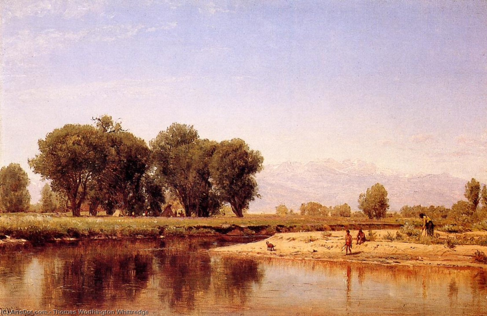 Wikioo.org - The Encyclopedia of Fine Arts - Painting, Artwork by Thomas Worthington Whittredge - Indian Emcampment on the Platte River