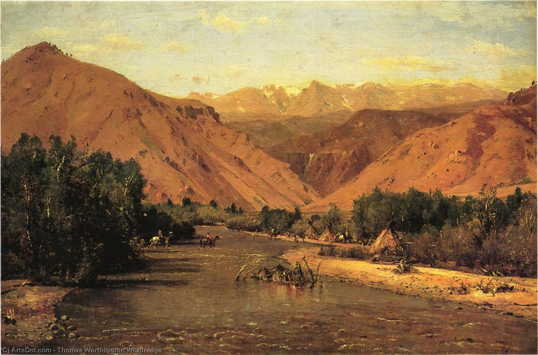 Wikioo.org - The Encyclopedia of Fine Arts - Painting, Artwork by Thomas Worthington Whittredge - Indian Encampment on the Platte (II)