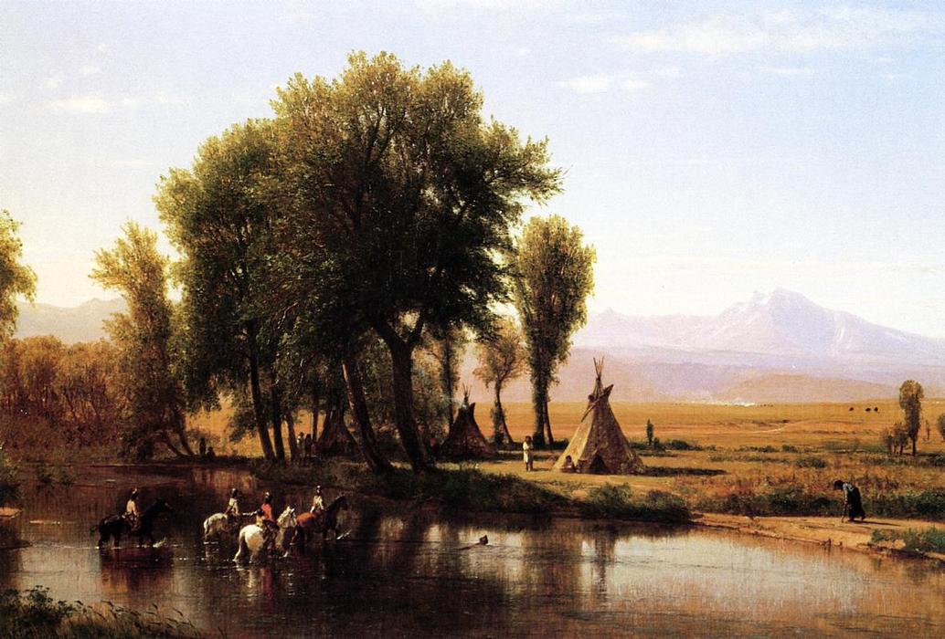 Wikoo.org - موسوعة الفنون الجميلة - اللوحة، العمل الفني Thomas Worthington Whittredge - Indian Encampment on the Platte River