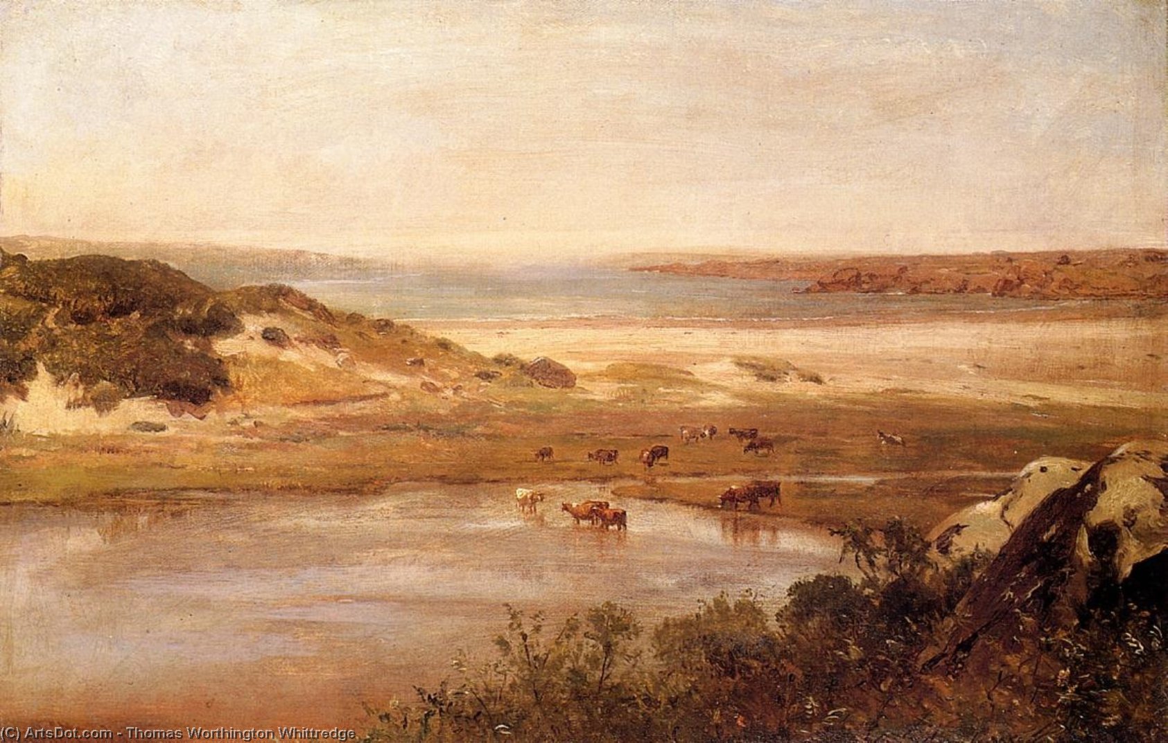 Wikioo.org - The Encyclopedia of Fine Arts - Painting, Artwork by Thomas Worthington Whittredge - Landscape with River