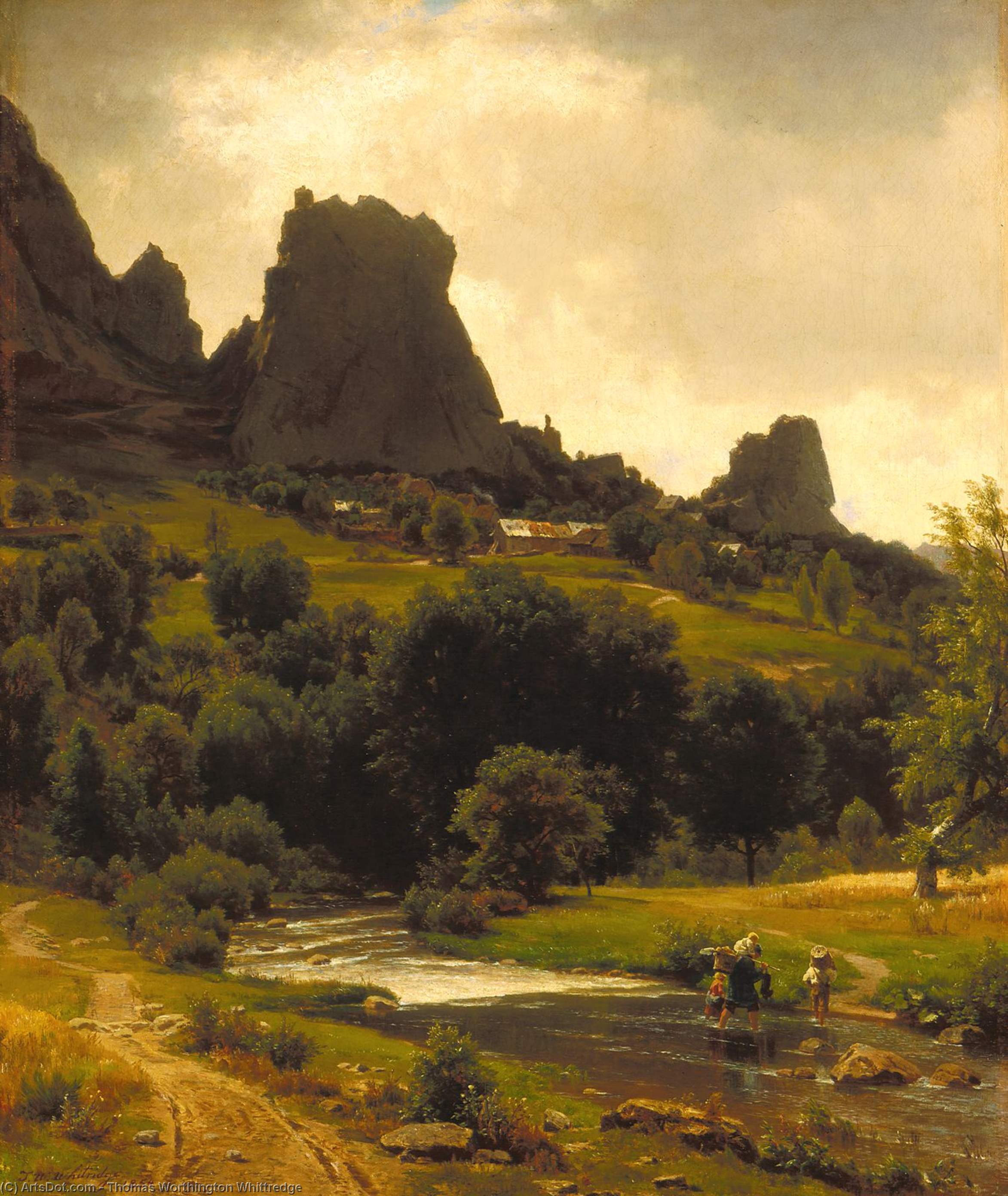 Wikioo.org - The Encyclopedia of Fine Arts - Painting, Artwork by Thomas Worthington Whittredge - Summer Pastorale (View of Kallenfels)