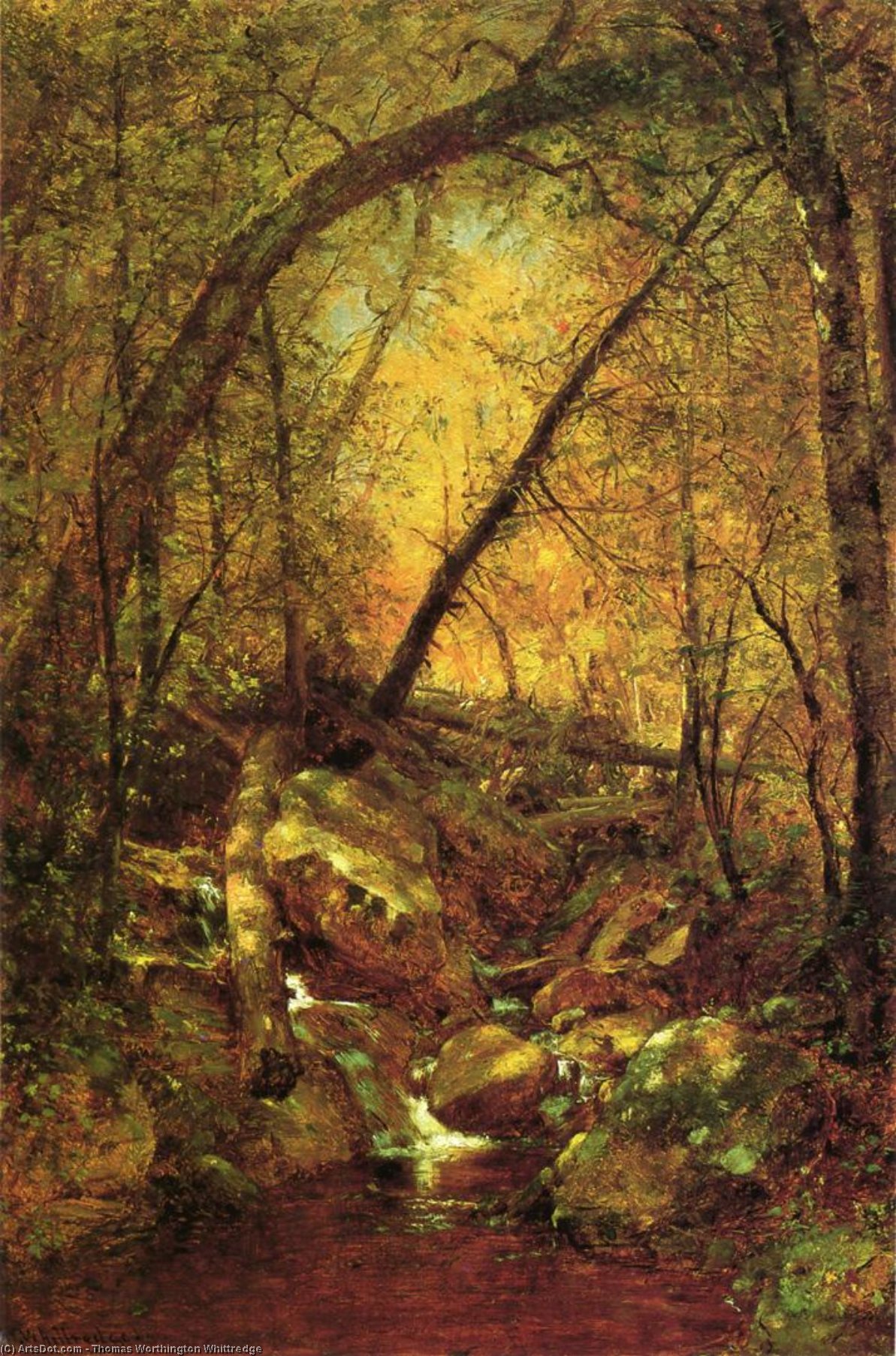 Wikioo.org - The Encyclopedia of Fine Arts - Painting, Artwork by Thomas Worthington Whittredge - Sunshine on the Brook