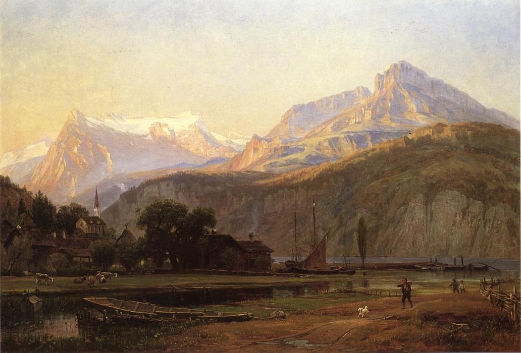 Wikioo.org - The Encyclopedia of Fine Arts - Painting, Artwork by Thomas Worthington Whittredge - The Bay Of Uri, Lake Lucerne