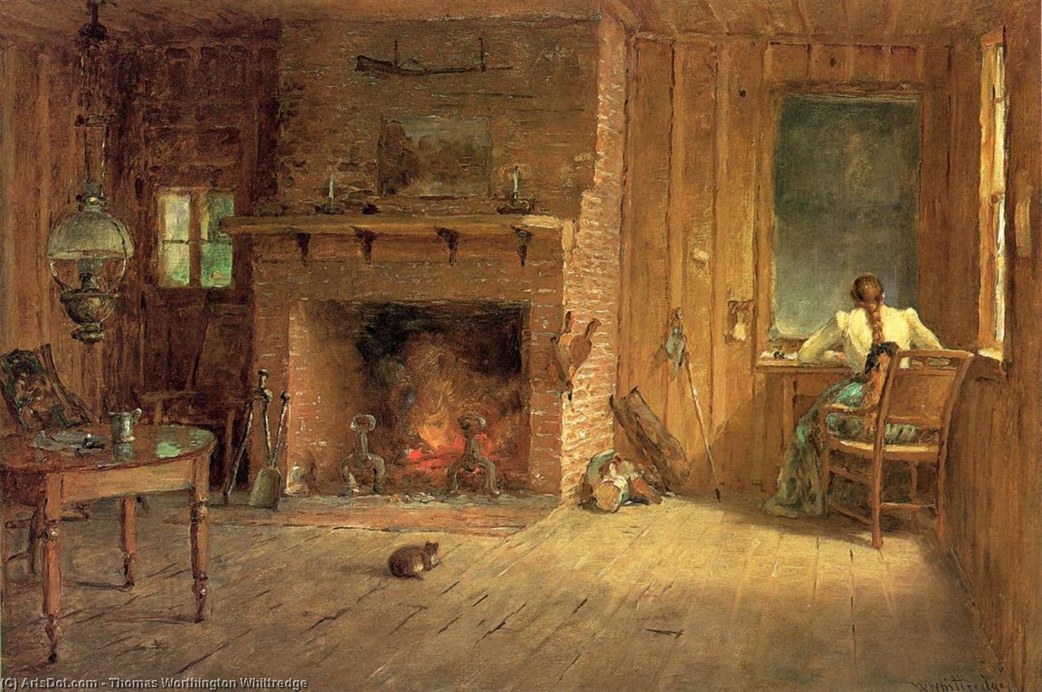 Wikioo.org - The Encyclopedia of Fine Arts - Painting, Artwork by Thomas Worthington Whittredge - The Club House Sitting Room at Balsam Lake, Catskills