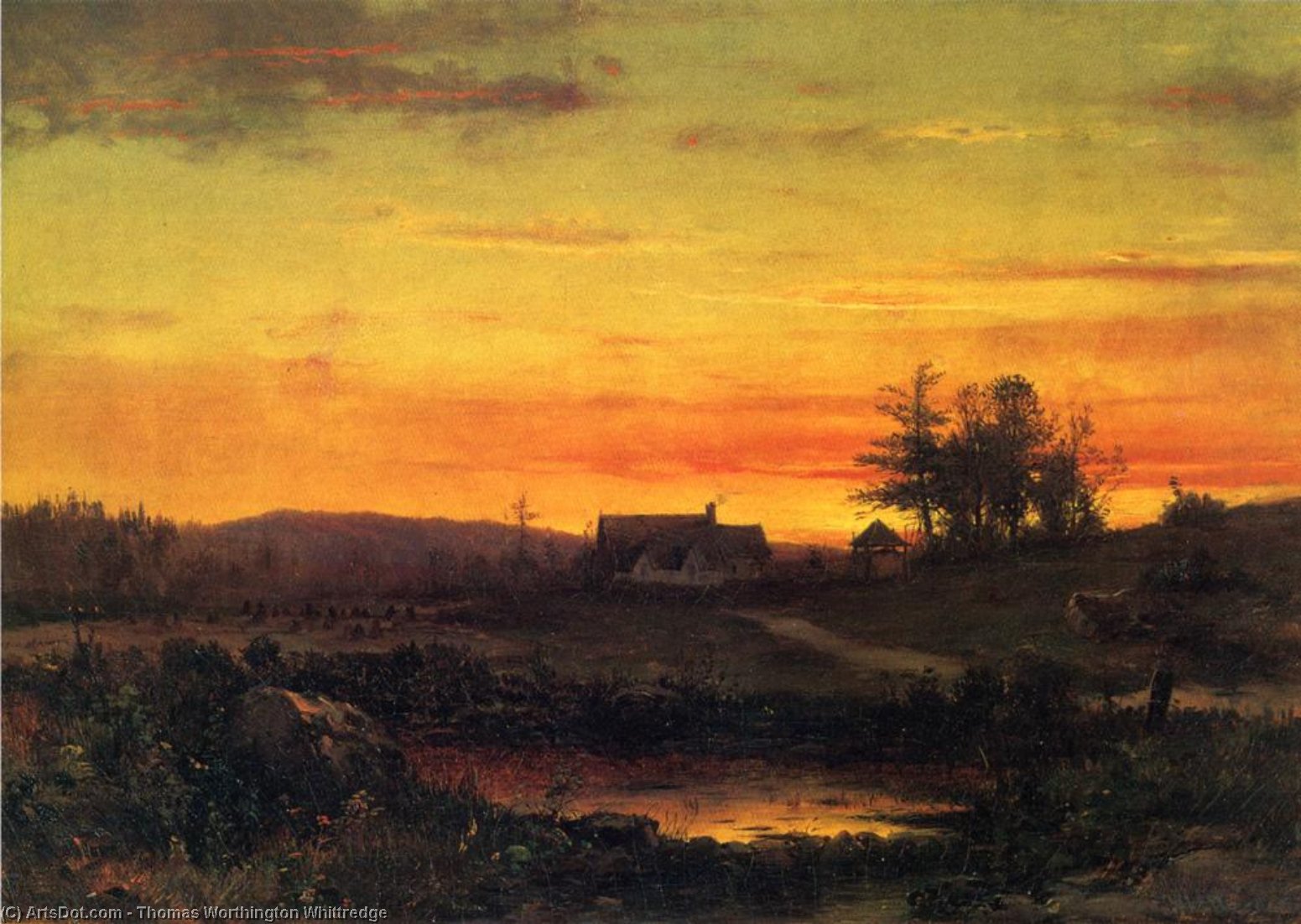 Wikioo.org - The Encyclopedia of Fine Arts - Painting, Artwork by Thomas Worthington Whittredge - Twilight Landscape
