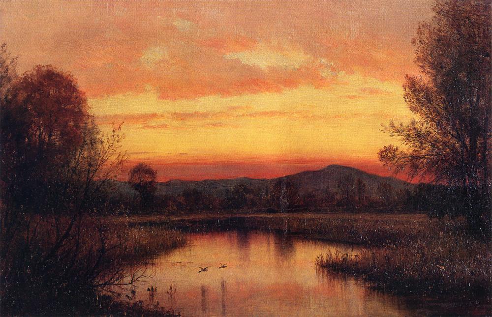 WikiOO.org - Encyclopedia of Fine Arts - Schilderen, Artwork Thomas Worthington Whittredge - Twilight on the Marsh