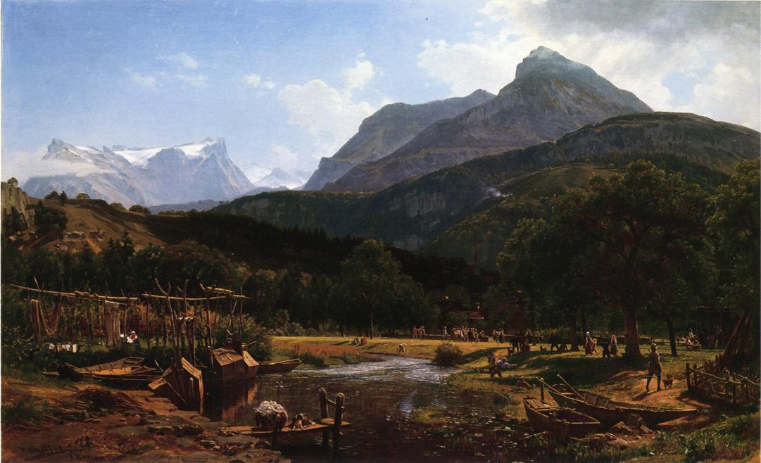 Wikioo.org - The Encyclopedia of Fine Arts - Painting, Artwork by Thomas Worthington Whittredge - View near Lake Lucerne