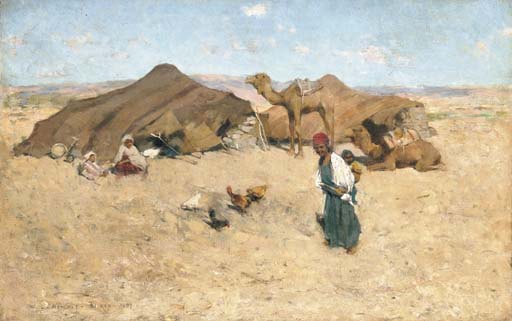 WikiOO.org - Encyclopedia of Fine Arts - Festés, Grafika Willard Leroy Metcalf - Arab encampment, Biskra