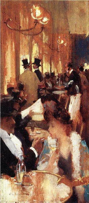 Wikioo.org – L'Encyclopédie des Beaux Arts - Peinture, Oeuvre de Willard Leroy Metcalf - Au Cafe