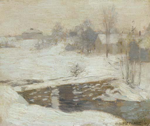 Wikioo.org - The Encyclopedia of Fine Arts - Painting, Artwork by Willard Leroy Metcalf - First Sketch for 'White Mantle'
