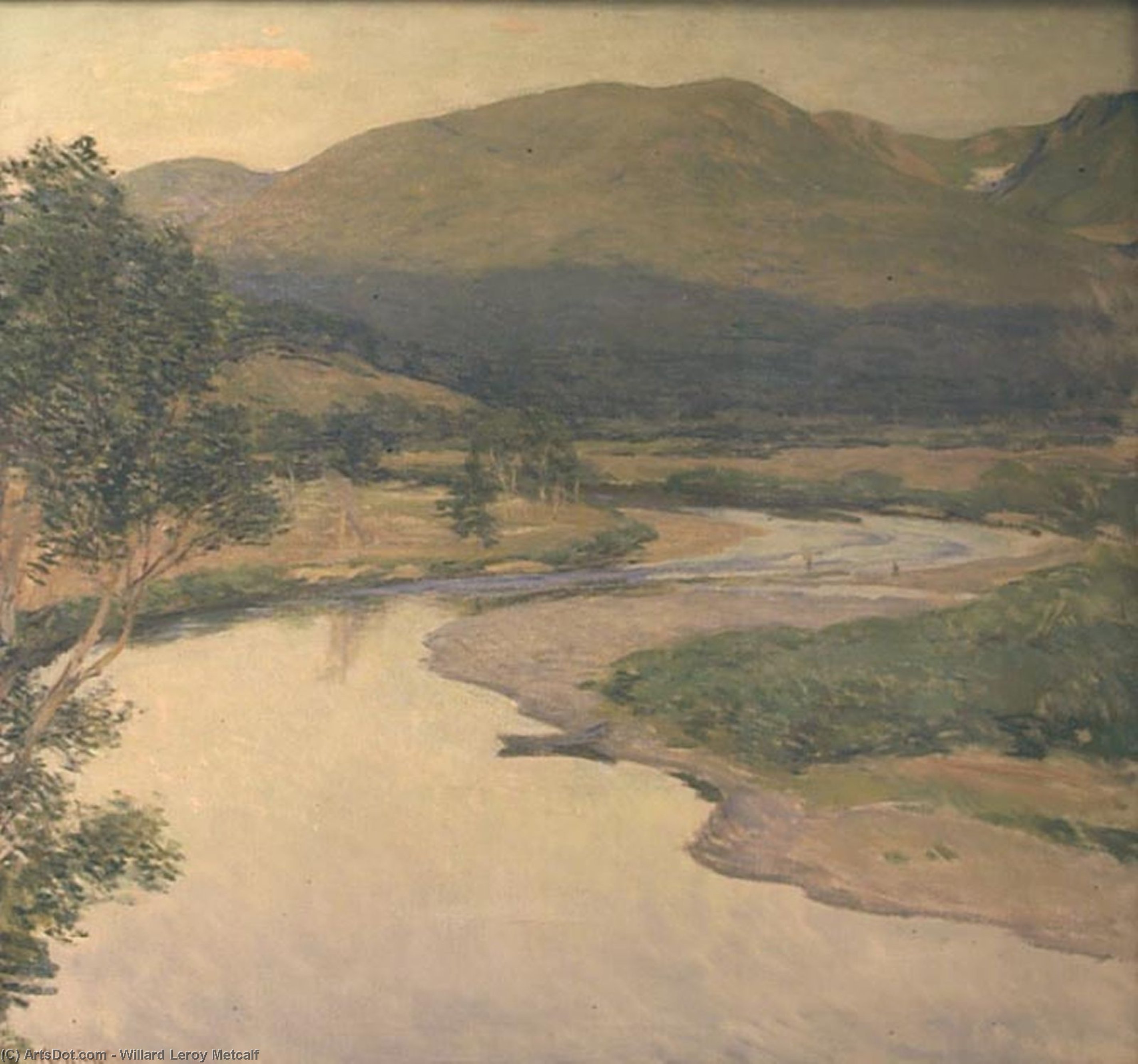 Wikioo.org - The Encyclopedia of Fine Arts - Painting, Artwork by Willard Leroy Metcalf - Landscape. The River