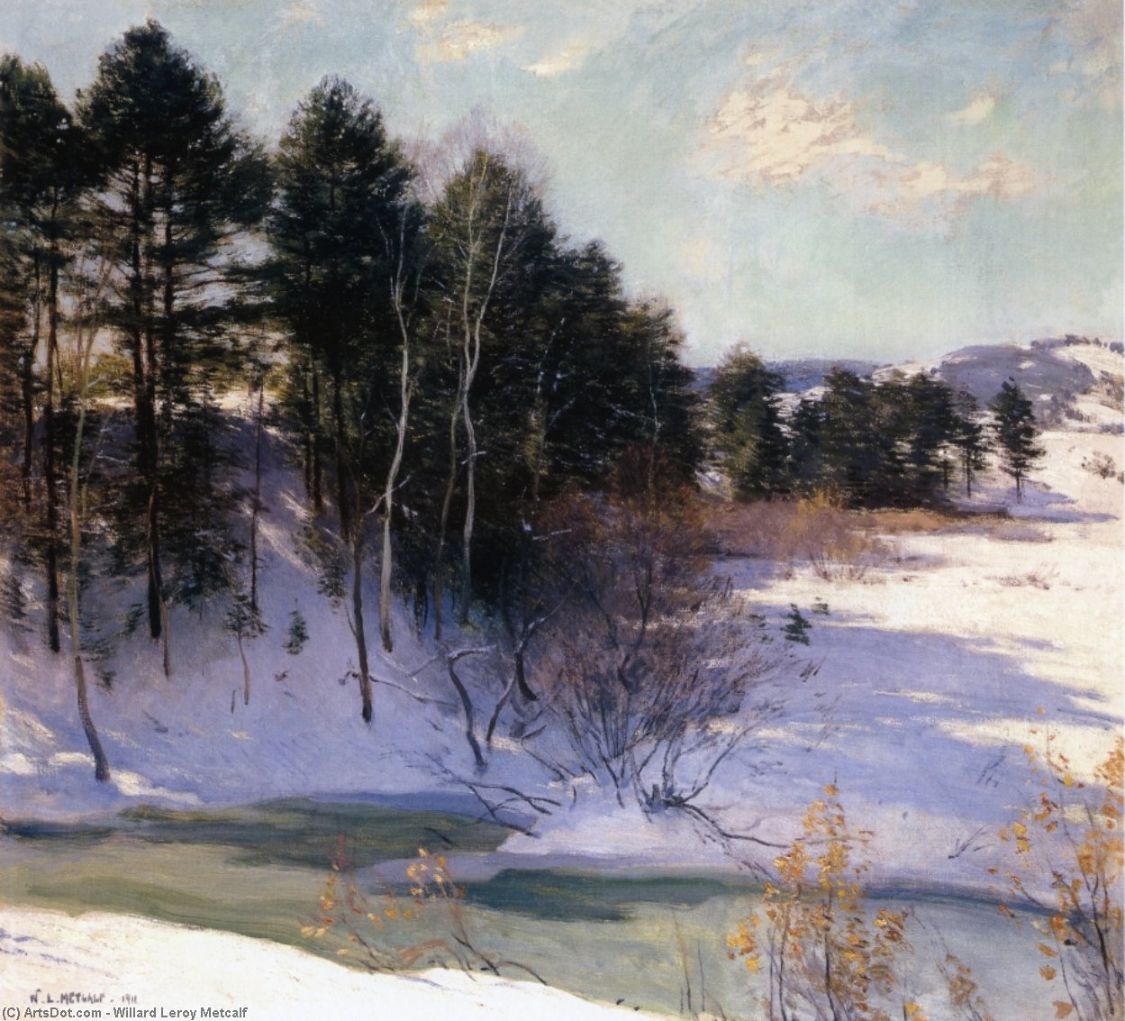 Wikioo.org - The Encyclopedia of Fine Arts - Painting, Artwork by Willard Leroy Metcalf - Thawing Brook 1