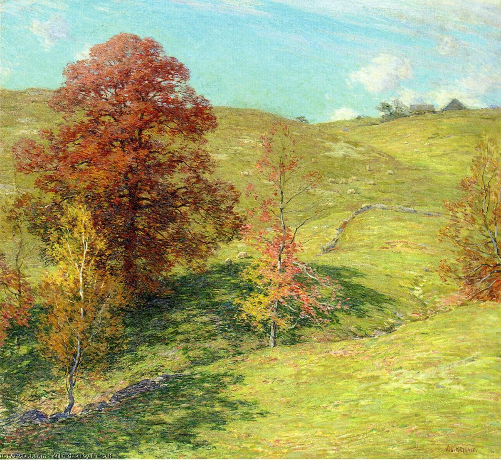 Wikioo.org - The Encyclopedia of Fine Arts - Painting, Artwork by Willard Leroy Metcalf - The Red Oak (no.2)