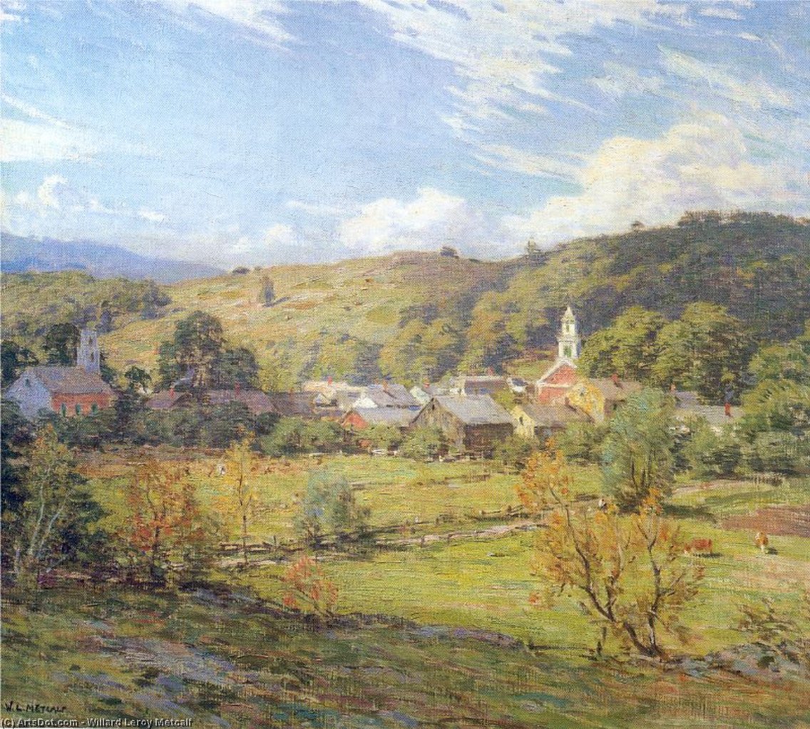 Wikioo.org - The Encyclopedia of Fine Arts - Painting, Artwork by Willard Leroy Metcalf - The Village- September Morning